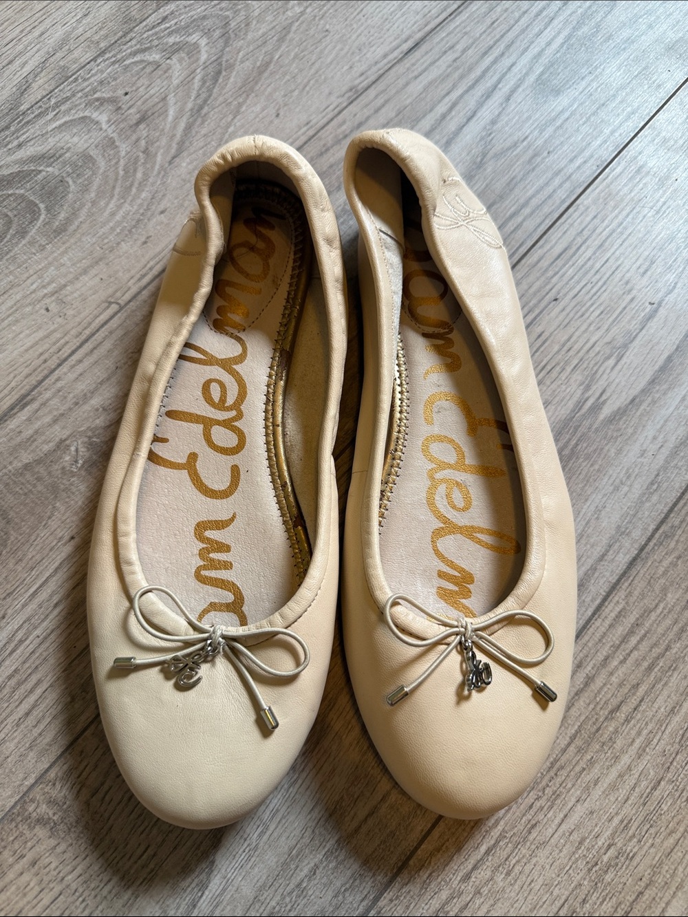Sam Edelman Felicia ballet flats tan silver 8
